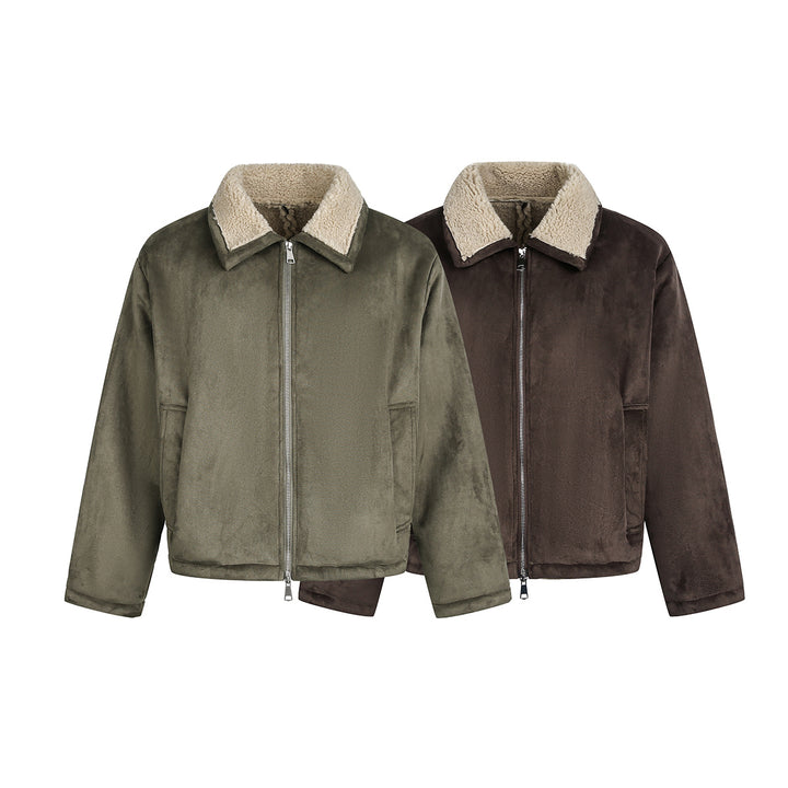 Brown lambhair coat for men