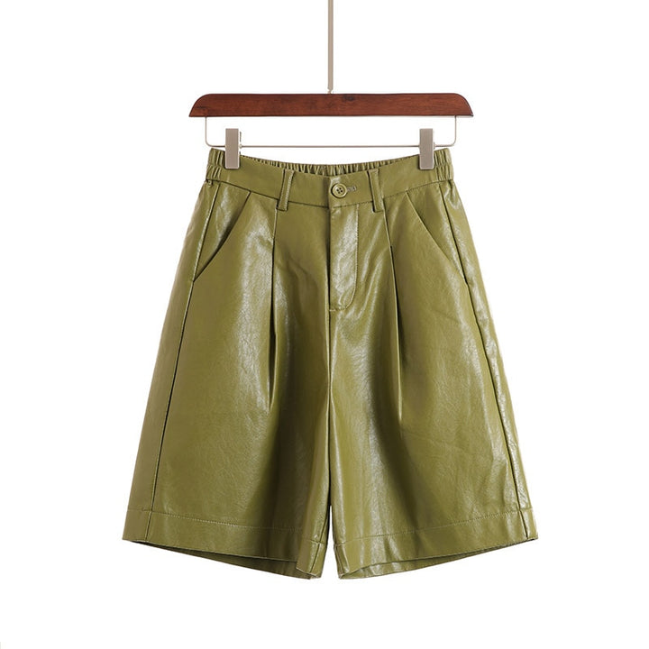 S-3XL Fashion PU Leather Shorts Women&