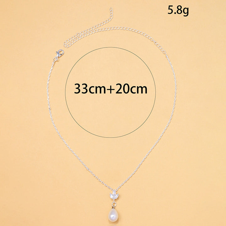 Pearl zircon collarbone chain