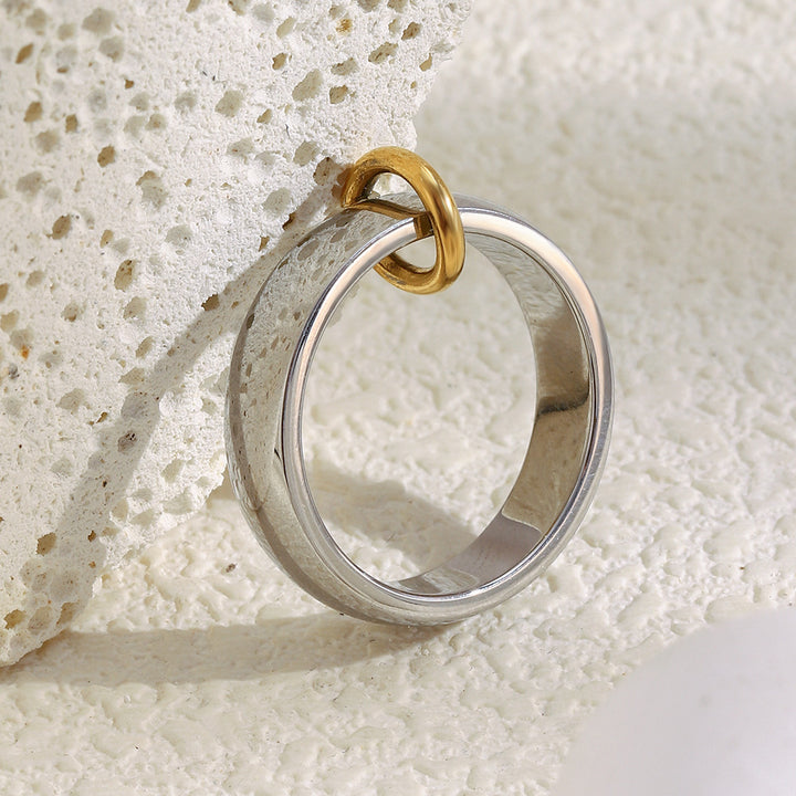 Stainless steel plated 18K gold open ring plain ring for women
