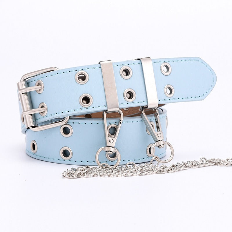 Hip Hop Punk Style Belt Casual Jeans Fashion Chain Decorative Trouser Strap Eyelet Belt