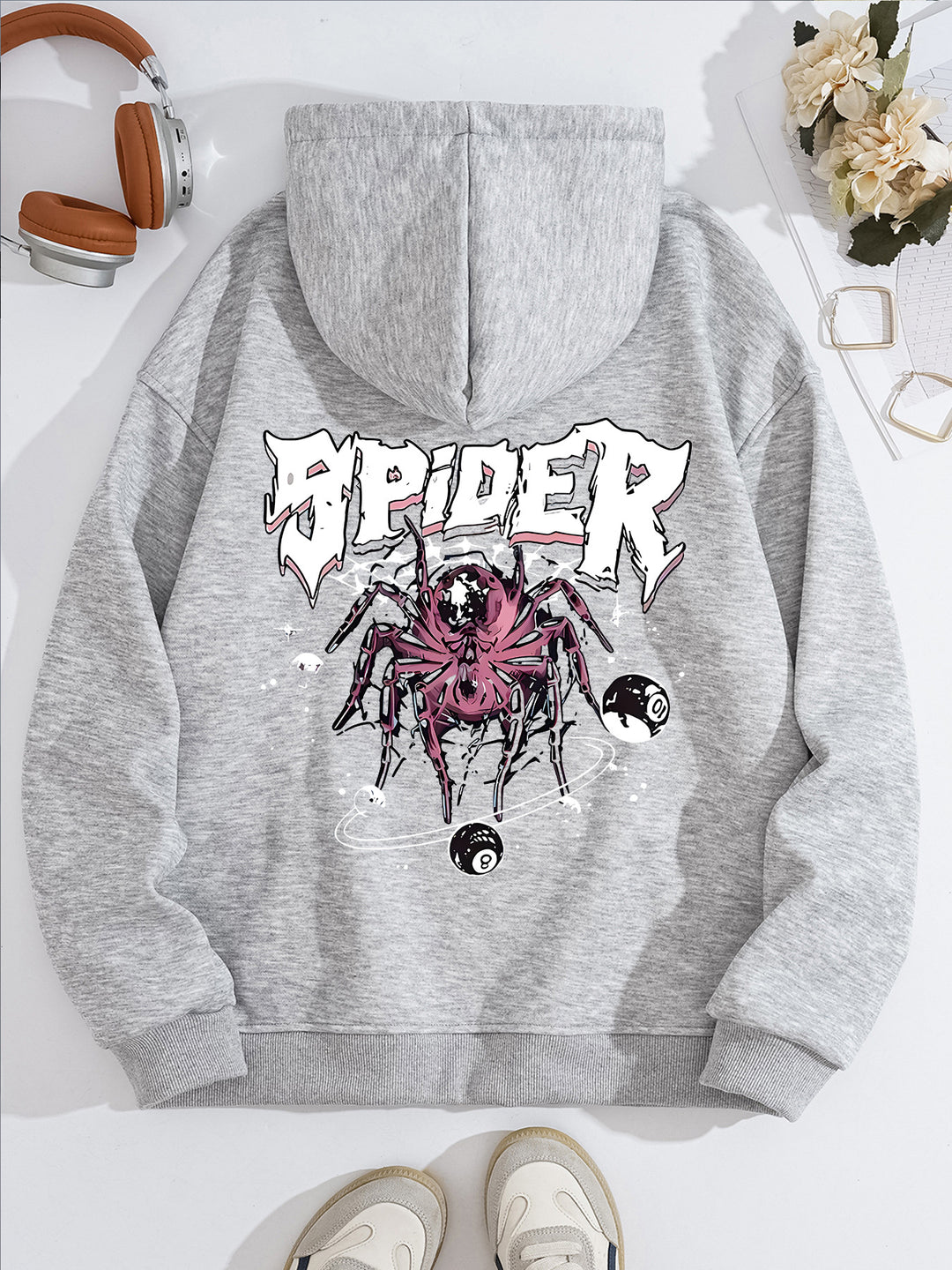 Spider print hoodie