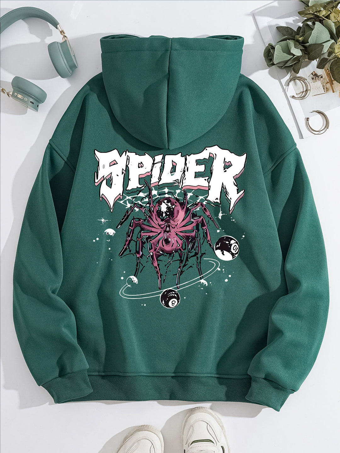 Spider print hoodie
