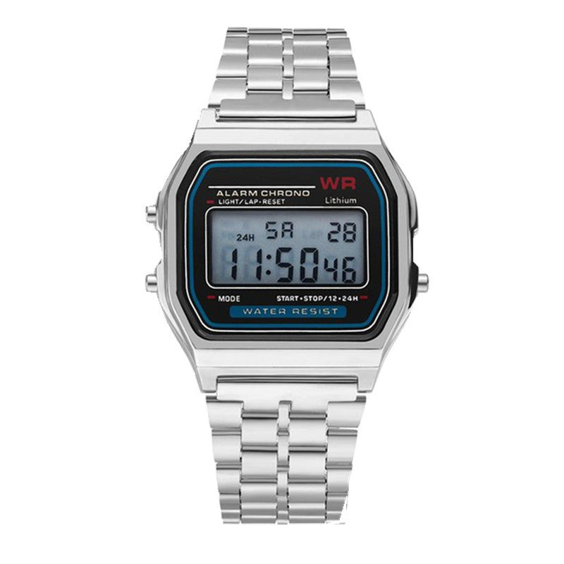Sports children's electronic steel strip night light alarm clock steel strip watch multi-color electronic watch