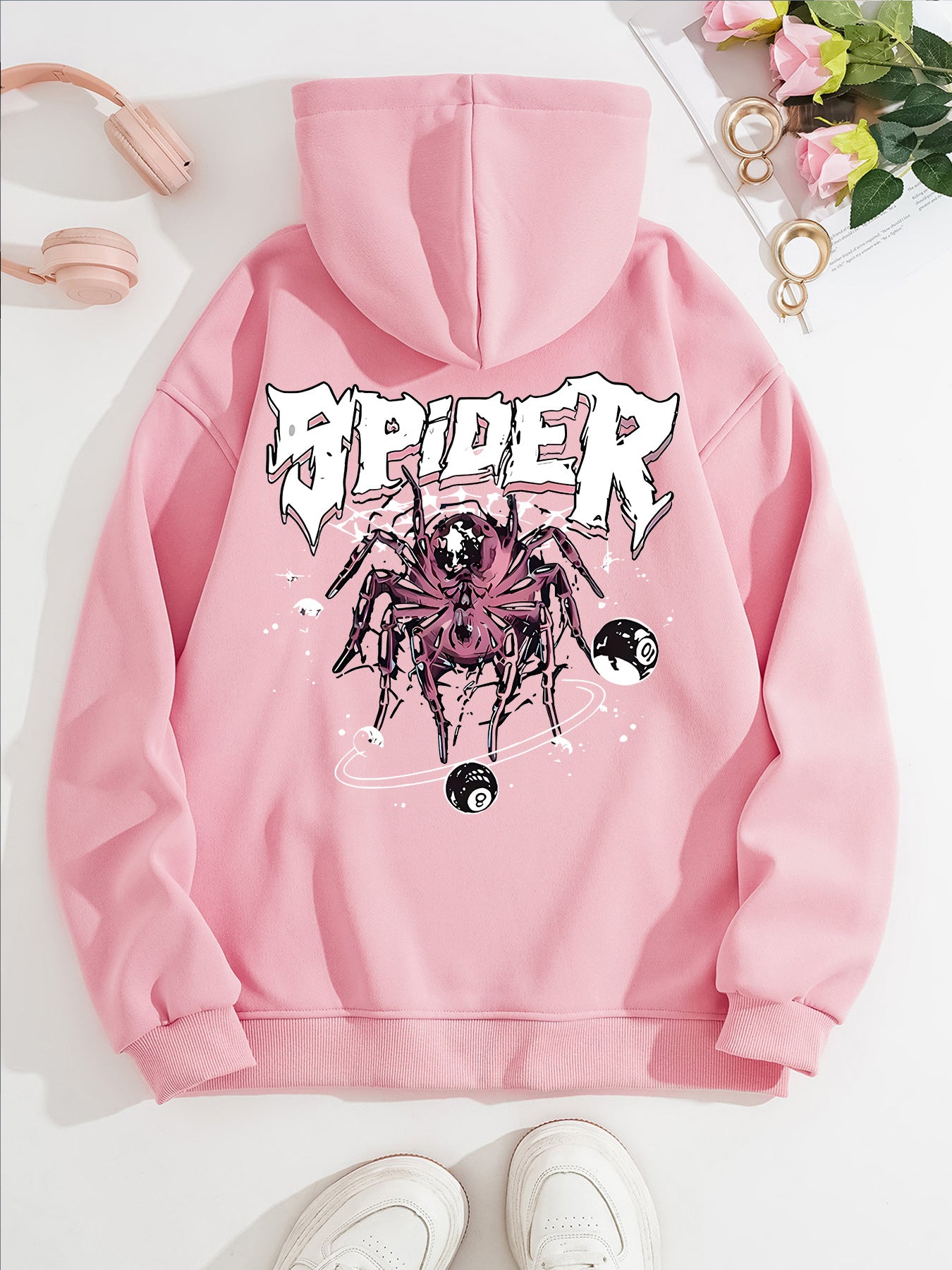 Spider print hoodie