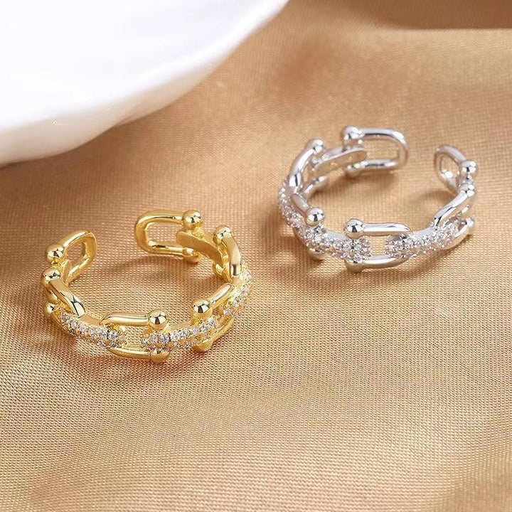 Micro inlaid zircon chain splicing ring