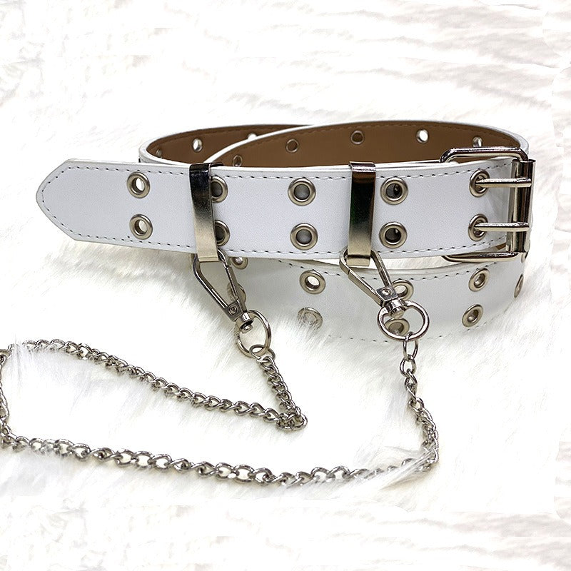 Hip Hop Punk Style Belt Casual Jeans Fashion Chain Decorative Trouser Strap Eyelet Belt