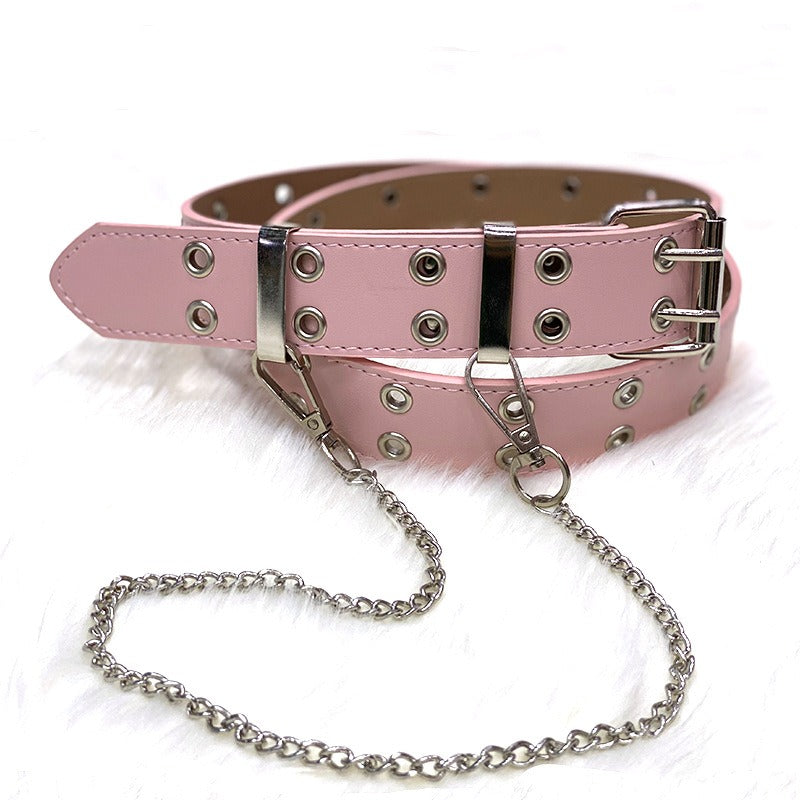 Hip Hop Punk Style Belt Casual Jeans Fashion Chain Decorative Trouser Strap Eyelet Belt