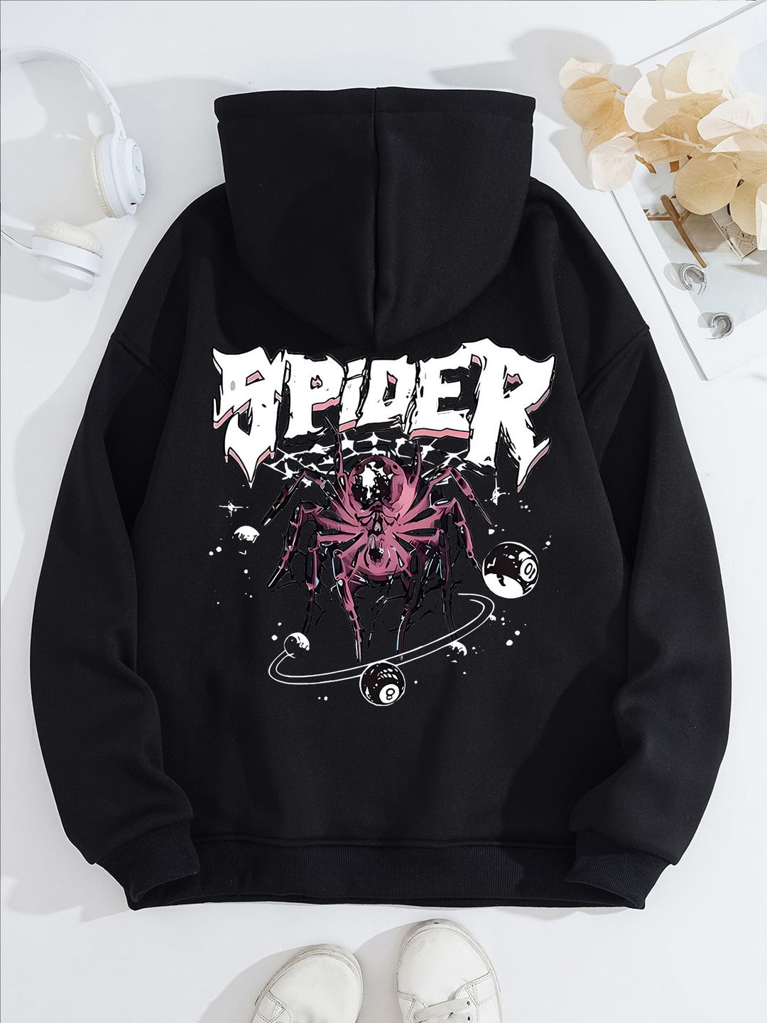 Spider print hoodie